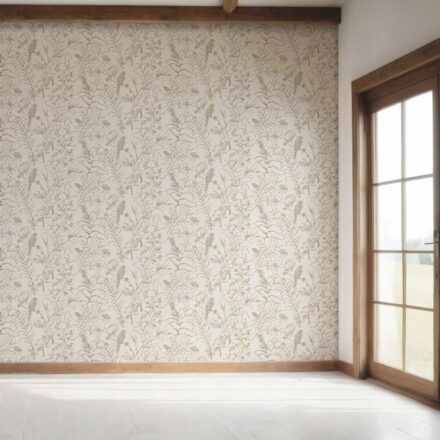 'Oriana' Birds Print/ Botanical Wallpaper Beige/ Brown/ Warm Gray - Image 7