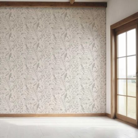 'Shoreline' Birds Print/ Botanical Wallpaper (Gray/ Off-White) - Image 6