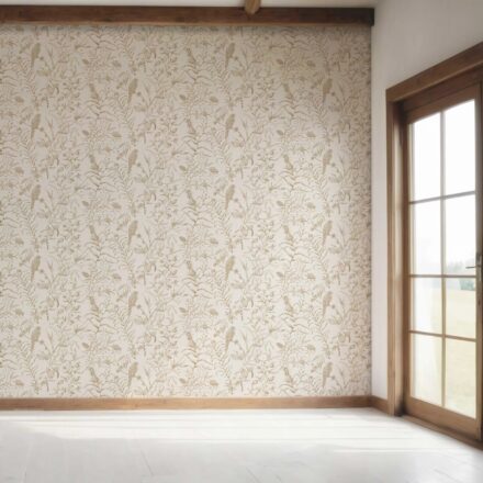 'Lunaria' Birds Print/ Botanical Wallpaper (Beige/ Brown/ Warm Gray) - Image 7