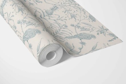 'Freshfield' Birds Print/ Botanical Wallpaper (Duck Egg Blue/ Off-White) - Image 3