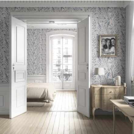 'Midnight Punk' Birds Print/ Botanical Wallpaper (Navy Blue) - Image 4