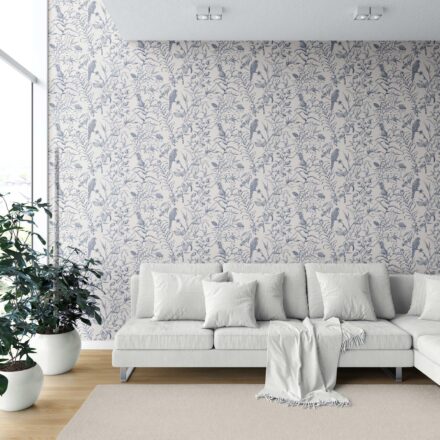 'Midnight Punk' Birds Print/ Botanical Wallpaper (Navy Blue) - Image 6
