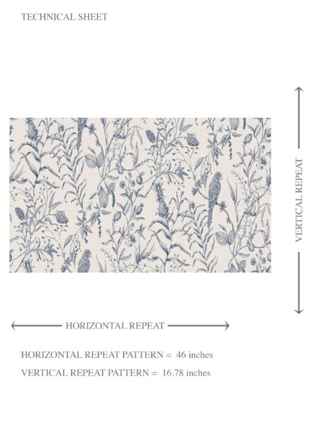 'Midnight Punk' Birds Print/ Botanical Wallpaper (Navy Blue) - Image 8