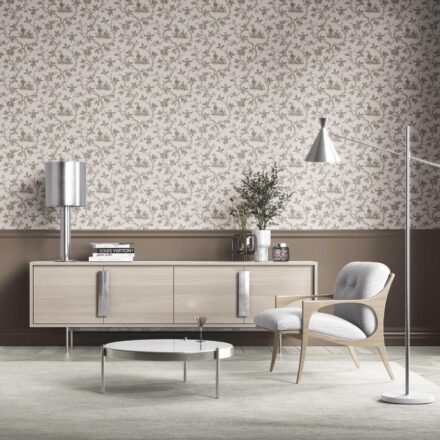 'Eden Charm' Floral Toile de Jouy Wallpaper (Beige/ Brown/ Taupe) - Image 2