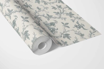 'Aruacana' Floral Toile de Jouy Wallpaper (Blue-Gray/ Off-White) - Image 3