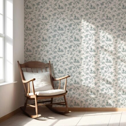 'Aruacana' Floral Toile de Jouy Wallpaper (Blue-Gray/ Off-White) - Image 5