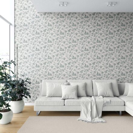 'Aruacana' Floral Toile de Jouy Wallpaper (Blue-Gray/ Off-White) - Image 6