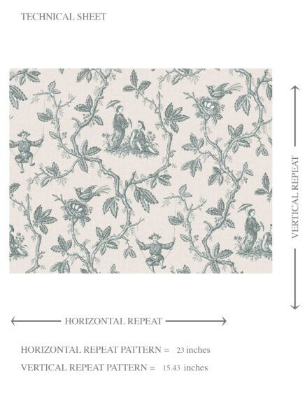 'Aruacana' Floral Toile de Jouy Wallpaper (Blue-Gray/ Off-White) - Image 8