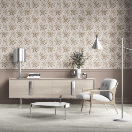 'Nazaara Dust' Vintage-Inspired Floral Toile/ Botanical Wallpaper (Light Brown/ Beige/ Taupe) - Image 2