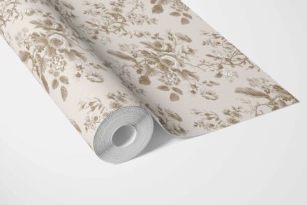'Nazaara Dust' Vintage-Inspired Floral Toile/ Botanical Wallpaper (Light Brown/ Beige/ Taupe) - Image 3