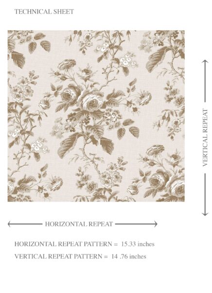 'Nazaara Dust' Vintage-Inspired Floral Toile/ Botanical Wallpaper (Light Brown/ Beige/ Taupe) - Image 8