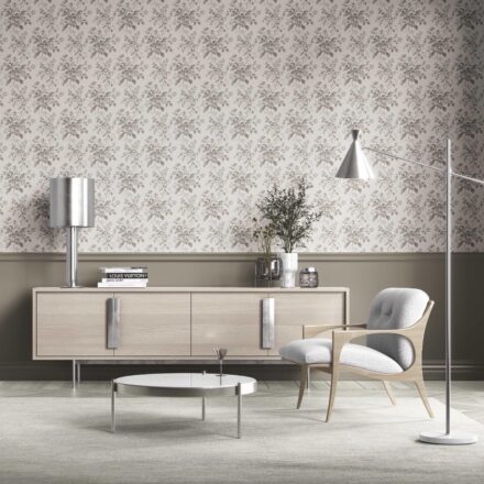 'Stone Mist' Vintage-Inspired Floral Toile/ Botanical Wallpaper (Warm Gray/ Greige) - Image 2