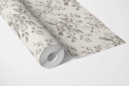'Stone Mist' Vintage-Inspired Floral Toile/ Botanical Wallpaper (Warm Gray/ Greige) - Image 3