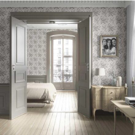 'Stone Mist' Vintage-Inspired Floral Toile/ Botanical Wallpaper (Warm Gray/ Greige) - Image 4