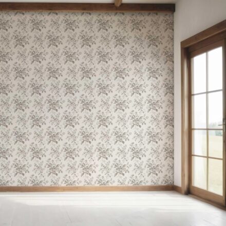 'Stone Mist' Vintage-Inspired Floral Toile/ Botanical Wallpaper (Warm Gray/ Greige) - Image 7