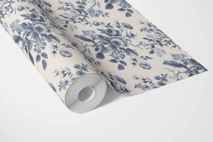 'Mendoza' Vintage-Inspired Floral Toile/ Botanical Wallpaper (Vintage Blue/ Slate Blue) - Image 3