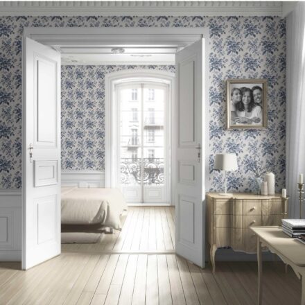 'Mendoza' Vintage-Inspired Floral Toile/ Botanical Wallpaper (Vintage Blue/ Slate Blue) - Image 4