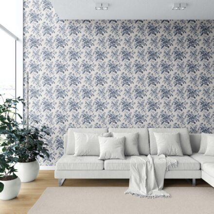 'Mendoza' Vintage-Inspired Floral Toile/ Botanical Wallpaper (Vintage Blue/ Slate Blue) - Image 6