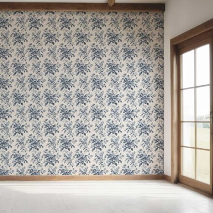 'Mendoza' Vintage-Inspired Floral Toile/ Botanical Wallpaper (Vintage Blue/ Slate Blue) - Image 7