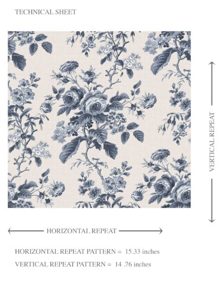 'Mendoza' Vintage-Inspired Floral Toile/ Botanical Wallpaper (Vintage Blue/ Slate Blue) - Image 8