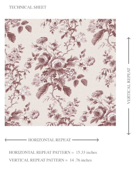 'Blush Grove' Vintage-Inspired Floral Toile/ Botanical Wallpaper (Burgundy Red) - Image 8