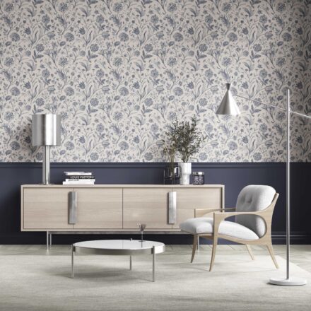 'Jeffries' Floral/ Botanical Wallpaper (Navy Blue) - Image 2
