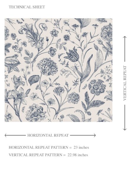 'Jeffries' Floral/ Botanical Wallpaper (Navy Blue) - Image 8