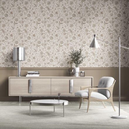'Blessed Day' Neutral Floral/ Botanical Wallpaper (Greige/ Beige/ Warm Gray) - Image 2