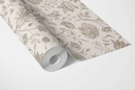 'Blessed Day' Neutral Floral/ Botanical Wallpaper (Greige/ Beige/ Warm Gray) - Image 3