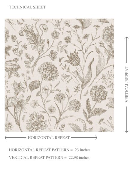 'Blessed Day' Neutral Floral/ Botanical Wallpaper (Greige/ Beige/ Warm Gray) - Image 8