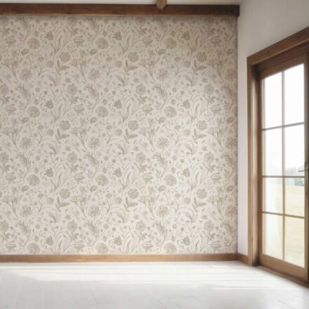 'Chill Buff' Neutral Floral/ Botanical Wallpaper (Beige/ Soft Taupe) - Image 7