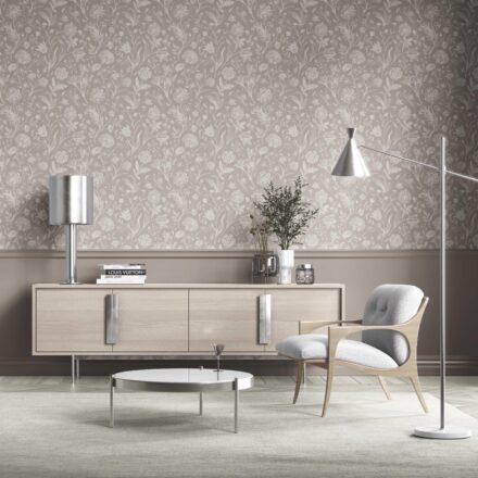 'Glazed' Neutral Floral/ Botanical Wallpaper (Greige/ Warm Gray/ Taupe) - Image 2