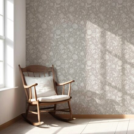 'Glazed' Neutral Floral/ Botanical Wallpaper (Greige/ Warm Gray/ Taupe) - Image 5