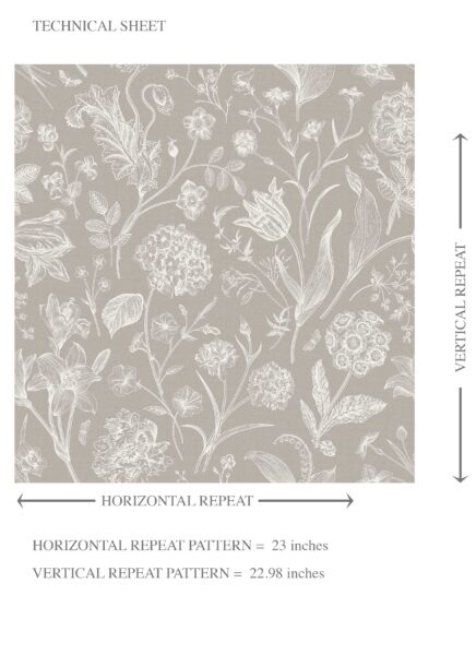 'Glazed' Neutral Floral/ Botanical Wallpaper (Greige/ Warm Gray/ Taupe) - Image 8