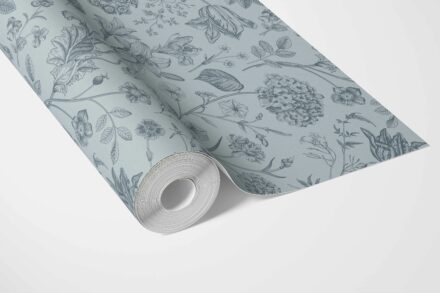 'Freezing' Floral/ Botanical Wallpaper (Slate Blue/ Gray) - Image 3