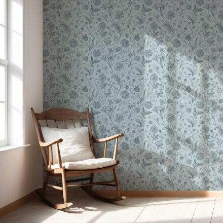 'Freezing' Floral/ Botanical Wallpaper (Slate Blue/ Gray) - Image 5