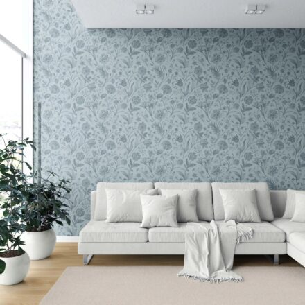 'Freezing' Floral/ Botanical Wallpaper (Slate Blue/ Gray) - Image 6