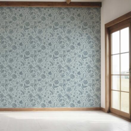 'Freezing' Floral/ Botanical Wallpaper (Slate Blue/ Gray) - Image 7