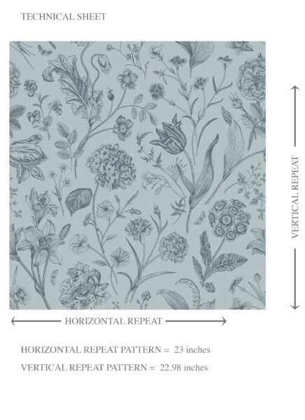'Freezing' Floral/ Botanical Wallpaper (Slate Blue/ Gray) - Image 8