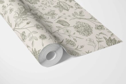 'Glimpse' Floral/ Botanical Wallpaper (Olive Green) - Image 3