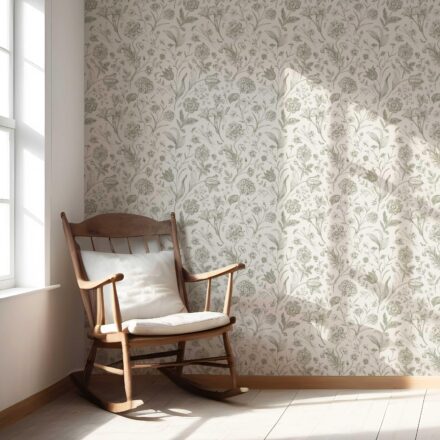 'Glimpse' Floral/ Botanical Wallpaper (Olive Green) - Image 5