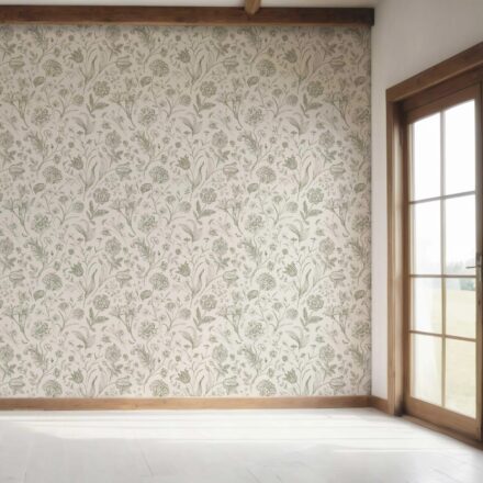 'Glimpse' Floral/ Botanical Wallpaper (Olive Green) - Image 7