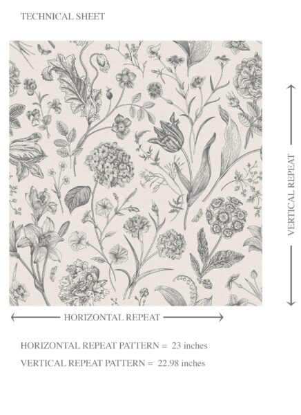'Lyon' Neutral Floral/ Botanical Wallpaper (Metallic Gray) - Image 8