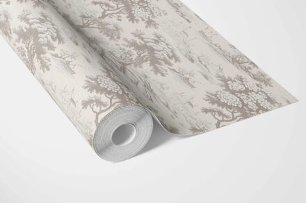 'Tiara' Floral Toile de Jouy Nature Print Wallpaper (Greige/ Taupe/ Warm Gray) - Image 3