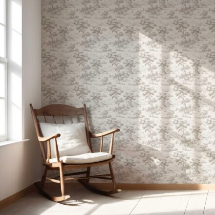 'Tiara' Floral Toile de Jouy Nature Print Wallpaper (Greige/ Taupe/ Warm Gray) - Image 5