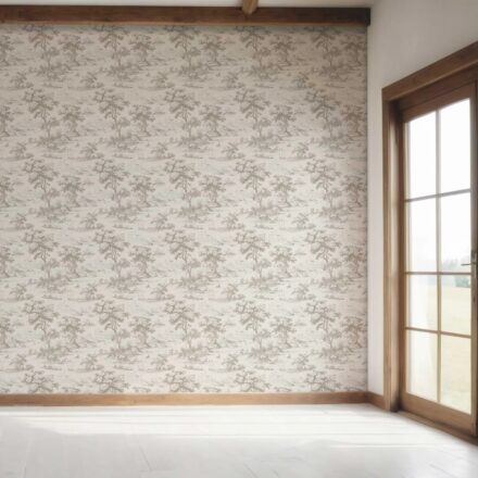 'Tiara' Floral Toile de Jouy Nature Print Wallpaper (Greige/ Taupe/ Warm Gray) - Image 7