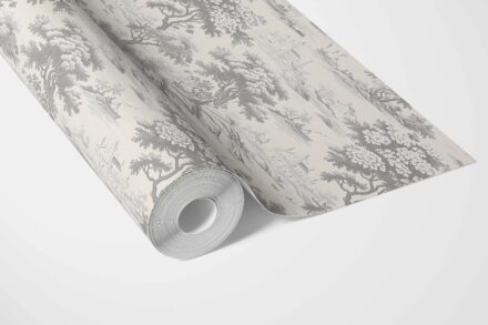 'Arbor Ash' Floral Toile de Jouy Nature Print Wallpaper (Silver Gray) - Image 3