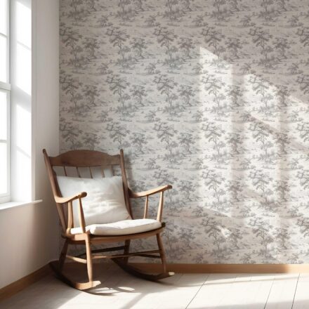 'Arbor Ash' Floral Toile de Jouy Nature Print Wallpaper (Silver Gray) - Image 5