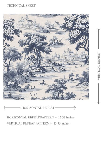 'Bowood Sisal' Floral Toile de Jouy Nature Print Wallpaper (Navy Blue) - Image 8