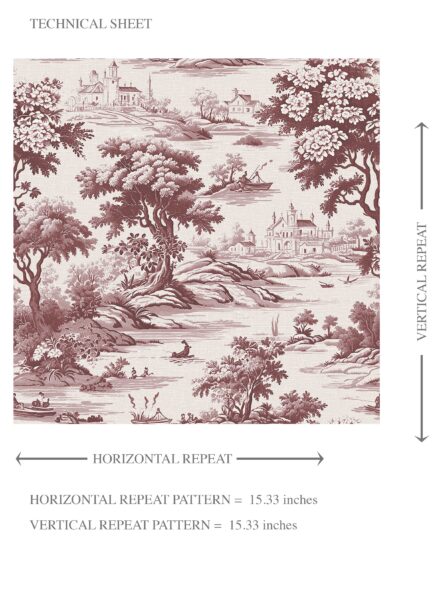 'Taalbagh' Floral Toile de Jouy Nature Print Wallpaper (Maroon Red/ Deep Pink) - Image 8